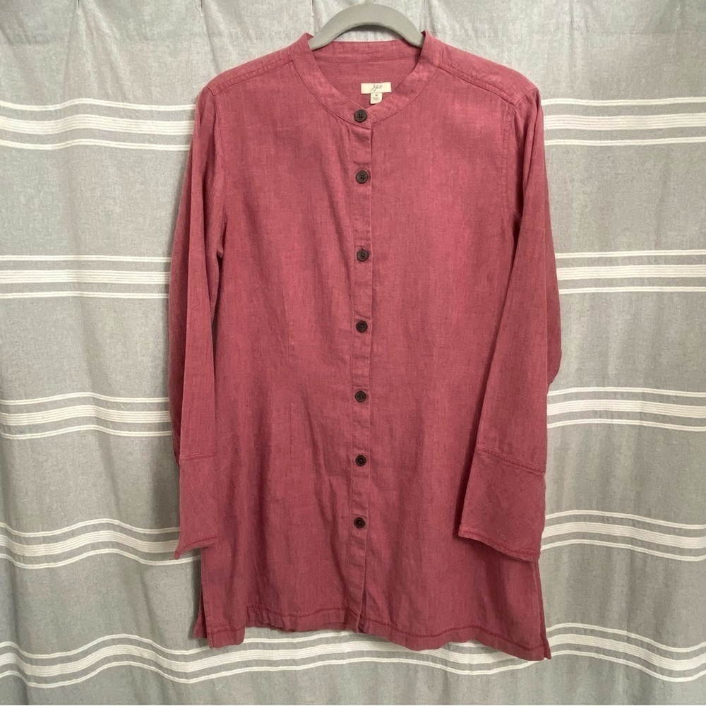 J.JILL / Dusty Rose Linen Blend Long Sleeve Button Front Tunic Size M